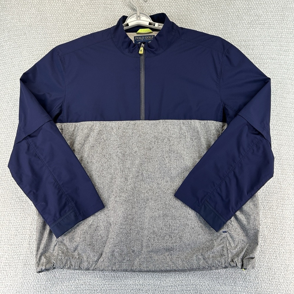 Polo Golf Ralph Lauren Anorak‎ Jacket Mens XL Blue Gray 1/4 Zip Convertible